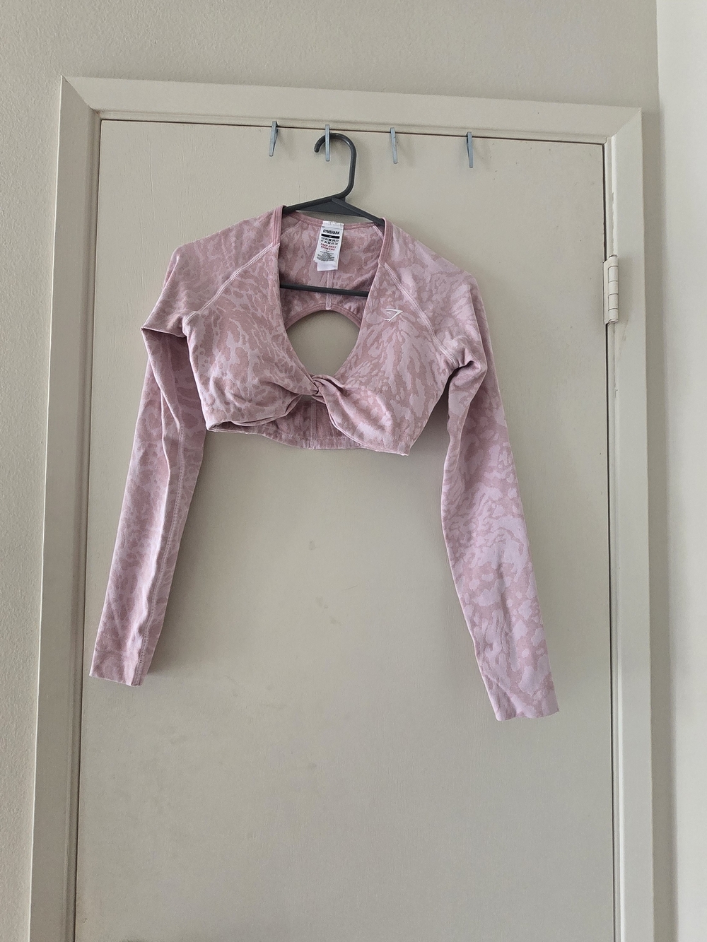 Gymshark Pink Twist-Front Long Sleeve Crop Top